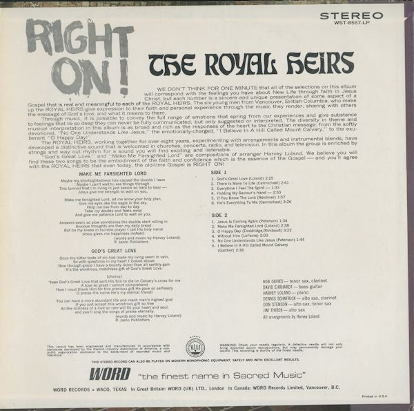 The Royal Heirs : Right On! (LP, Album)