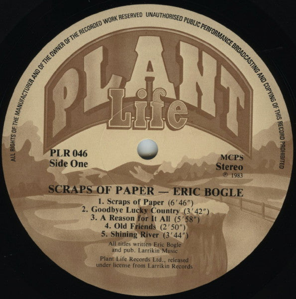 Eric Bogle With John Munro And Brent Miller : Scraps Of Paper (LP, Album)