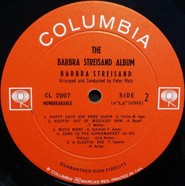 Barbra Streisand - The Barbra Streisand Album (LP, Album, Mono) - Funky Moose Records 2638338798-lot008 Used Records
