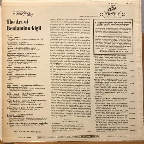 Beniamino Gigli - The Art Of Beniamino Gigli (LP, Comp, Mono) - Funky Moose Records 2616137688-lot007 Used Records