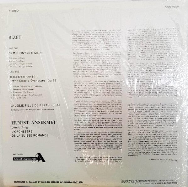 Bizet*, L'Orchestre De La Suisse Romande, Ernest Ansermet - Symphony In C Major / Jeux D'Enfants / La Jolie Fille De Perth (LP, RE) - Funky Moose Records 2722029160-LOT009 Used Records