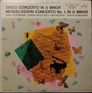 Edvard Grieg, Felix Mendelssohn-Bartholdy, The Robin Hood Dell Orchestra Of Philadelphia, Erich Leinsdorf, Ania Dorfmann - Concerto In A Minor, Op. 16 / Concerto No. 1 In G Minor, Op. 25 (LP, Album, ort) - Funky Moose Records 2598966975-LOT007 Used Records