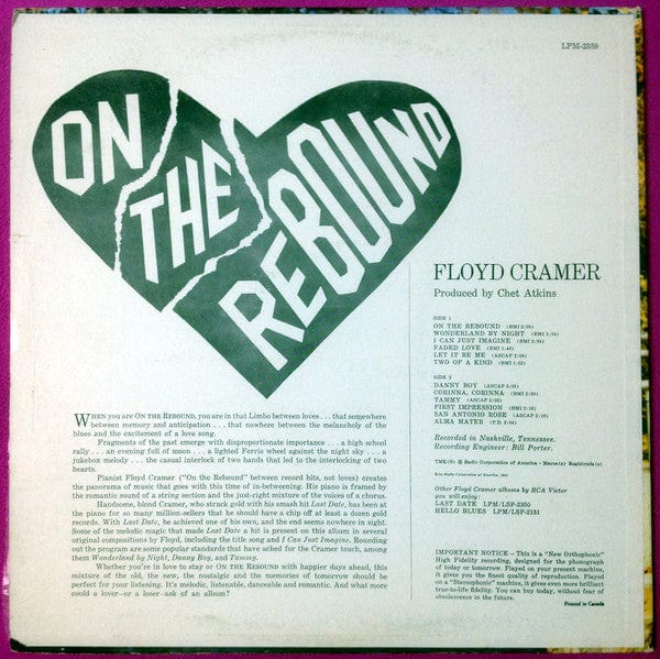 Floyd Cramer - On The Rebound (LP, Album, Mono) - Funky Moose Records 2556184212-jg5 Used Records