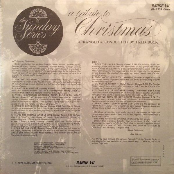 Fred Bock - A Tribute To Christmas (LP, Album) - Funky Moose Records 2817077851-lot009 Used Records