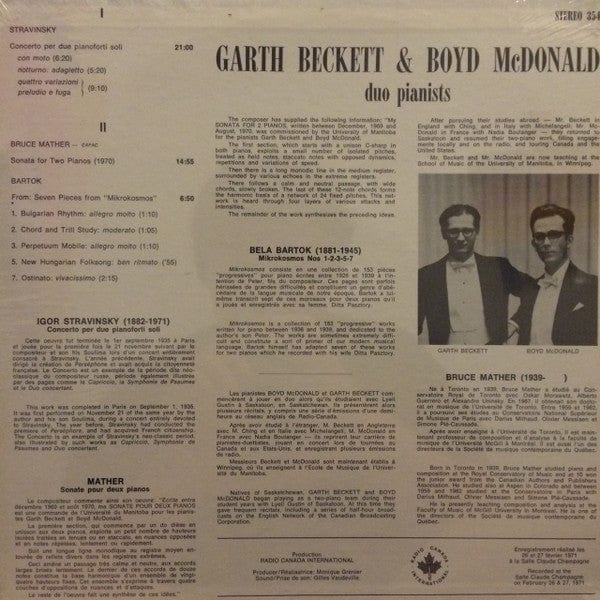 Garth Beckett, Boyd McDonald - Garth Beckett & Boyd McDonald: Duo Pianists (LP, Album) - Funky Moose Records 2597204433-Lot007 Used Records