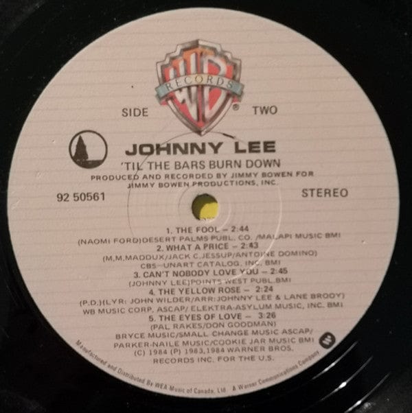 Johnny Lee  - 'Til The Bars Burn Down (LP, Album) - Funky Moose Records 2722028311-LOT009 Used Records