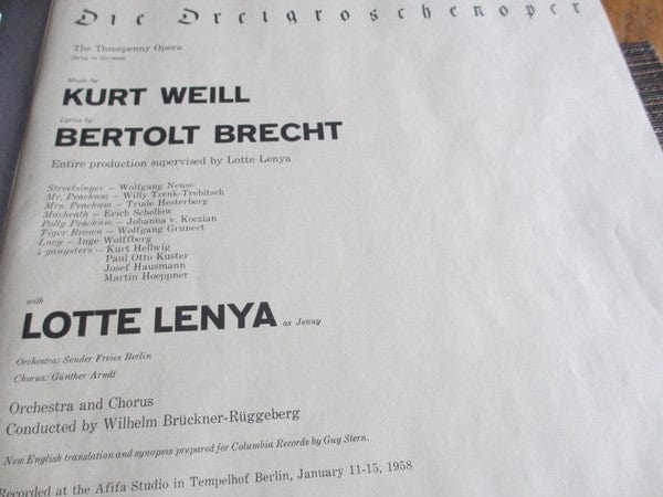 Kurt Weill - Lotte Lenya, Wilhelm Brückner-Rüggeberg - Die Dreigroschenoper / The Threepenny Opera / L'Opéra De Quat'Sous (2xLP, Mono) - Funky Moose Records 2616233985-lot007 Used Records