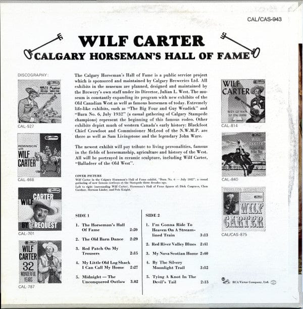 Wilf Carter - Calgary Horseman's Hall Of Fame (LP, Album, Mono) - Funky Moose Records 2590736436-Lot007 Used Records