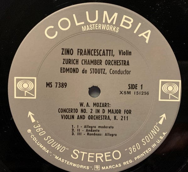 Zino Francescatti, Mozart*, Zurich Chamber Orchestra*, Edmond De Stoutz - Violin Concerto No. 2 In D Major, Violin Concerto No. 5 In A Major ("Turkish") (LP, Album, "36) - Funky Moose Records 2906699344- Used Records