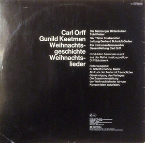 Carl Orff, Gunild Keetman, Salzburger Hirtenbuben, Tobi Reiser, Der Tölzer Knabenchor*, Gerhard Schmidt-Gaden : Weihnachtsgeschichte • Weihnachtslieder (LP, Comp, RE)
