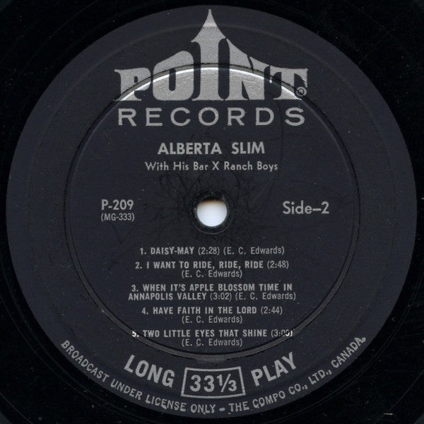 Alberta Slim With His Bar X Ranch Boys* : With His Bar X Ranch Boys (LP, Album)