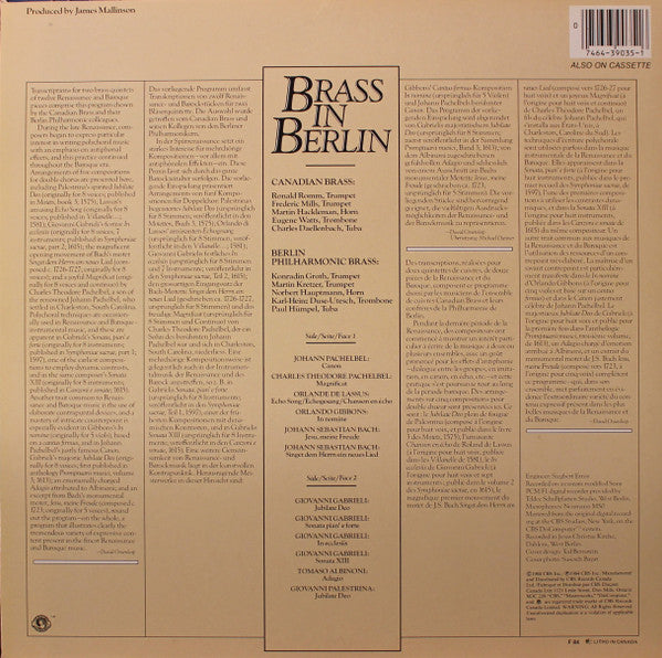 Canadian Brass* & The Berlin Philharmonic Brass* : Brass In Berlin (LP)
