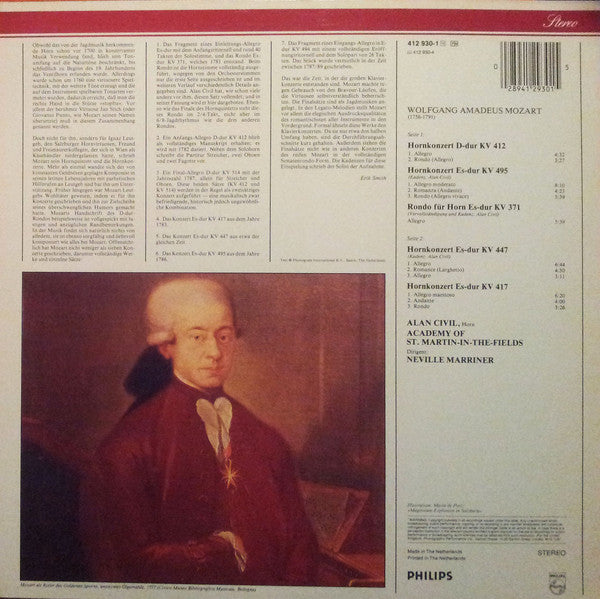 Mozart* - Alan Civil, Academy Of St. Martin-in-the-Fields*, Neville Marriner* : Die 4 Hornkonzerte (LP, RE)