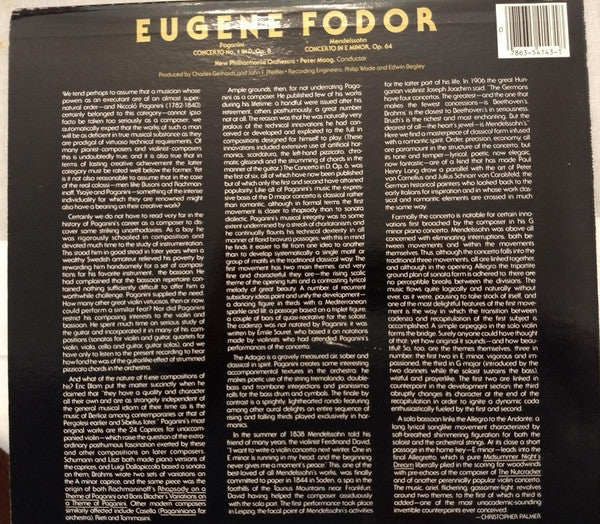 Eugene Fodor, New Philharmonia Orchestra, Peter Maag - Paganini* / Mendelssohn* : Concerto No. 1 In D / Concerto In E Minor (LP)