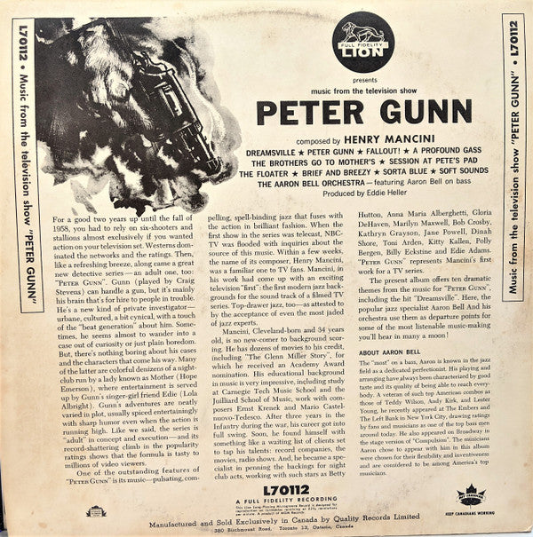 The Aaron Bell Orchestra* : Music From Peter Gunn (LP, Album, Mono)