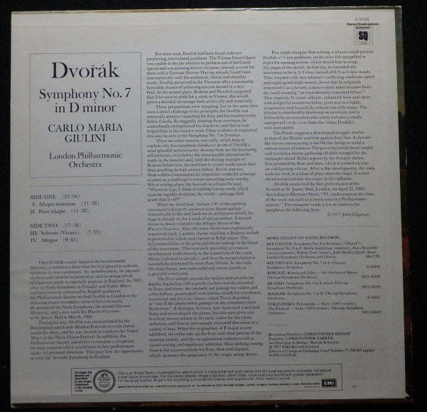 Antonín Dvořák - Carlo Maria Giulini, London Philharmonic Orchestra : Symphony No. 7 In D Minor (LP, Quad)