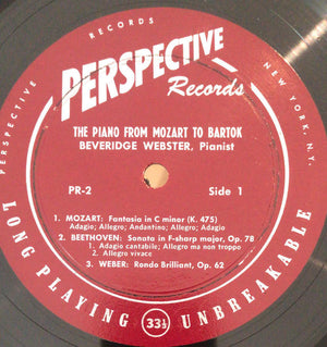 Beveridge Webster : The Piano From Mozart To Bartok (LP)