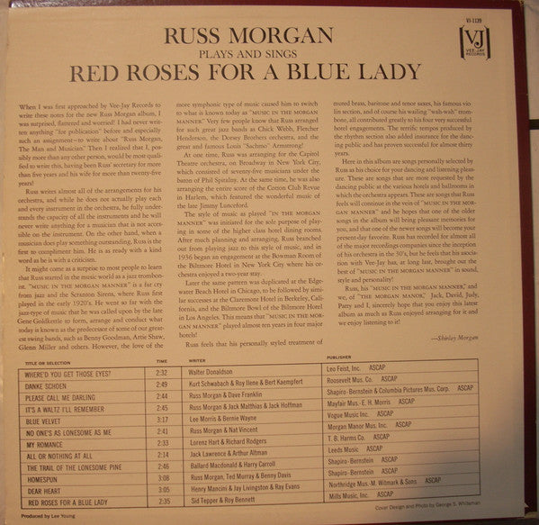 Russ Morgan (2) : Red Roses For A Blue Lady (LP, Mono)