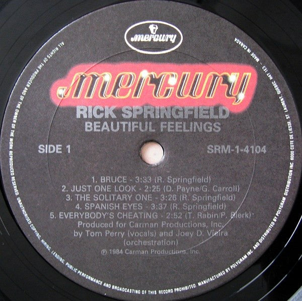 Rick Springfield : Beautiful Feelings (LP, Album)