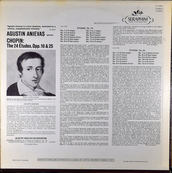 Frédéric Chopin, Agustin Anievas : The 24 Études, Opp. 10 & 25 (LP)