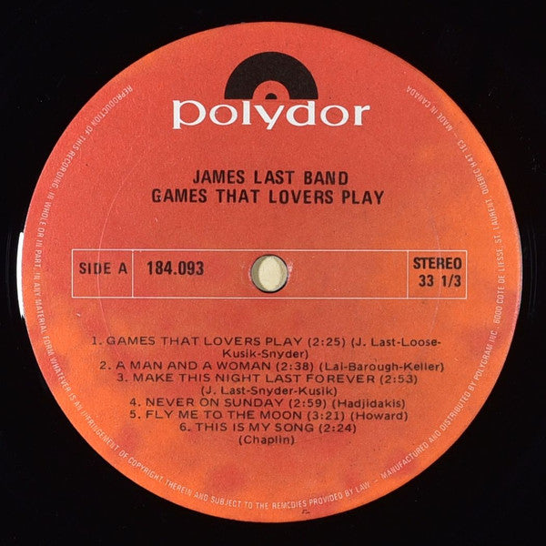 James Last Band* : Games That Lovers Play (LP, Album, RE)