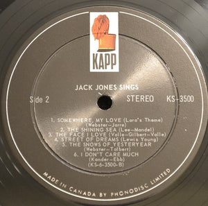 Jack Jones : Jack Jones Sings (LP, Album)