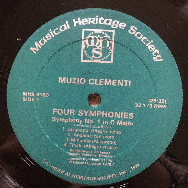 Muzio Clementi - Philharmonia Orchestra, Claudio Scimone : Four Symphonies (2xLP, Gat)