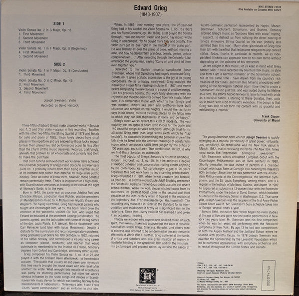 Edvard Grieg : Violin Sonatas Nos. 1-3 (LP)