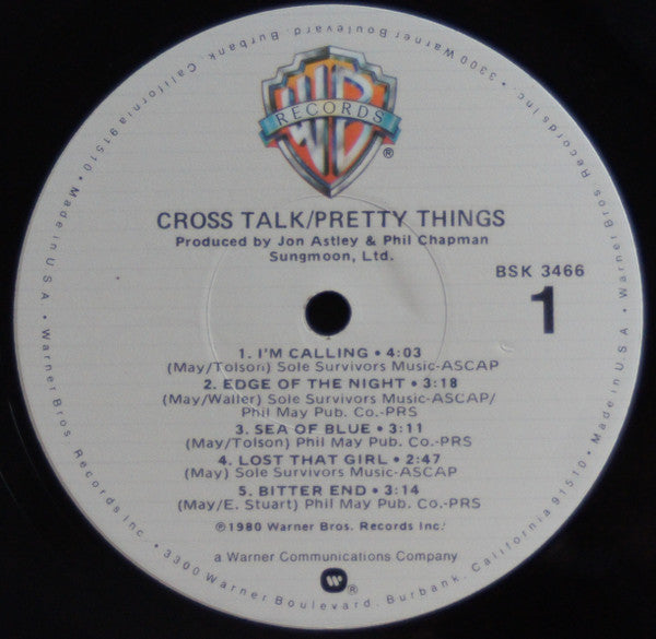 Pretty Things* : Cross Talk (LP, Album, Jac)