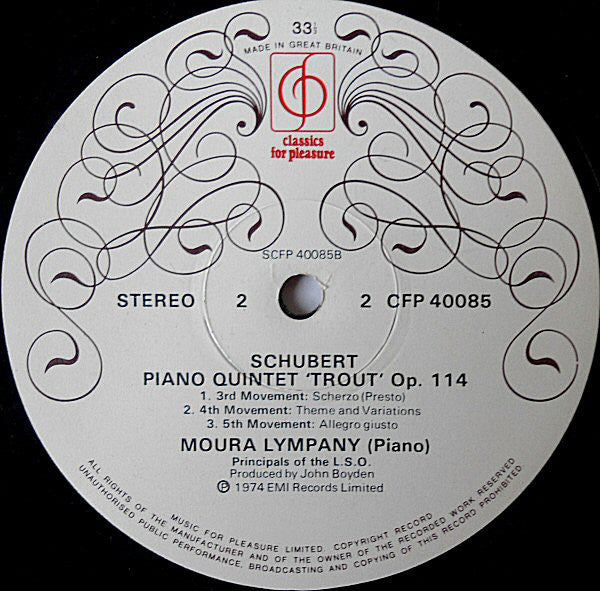 Schubert*, Moura Lympany* And Principals Of The London Symphony Orchestra* : 'Trout' Quintet (LP, Album)