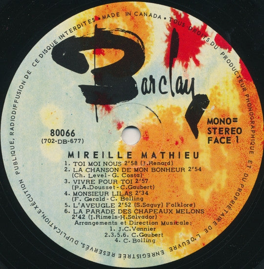 Mireille Mathieu : Olympia (LP, Album, Gat)