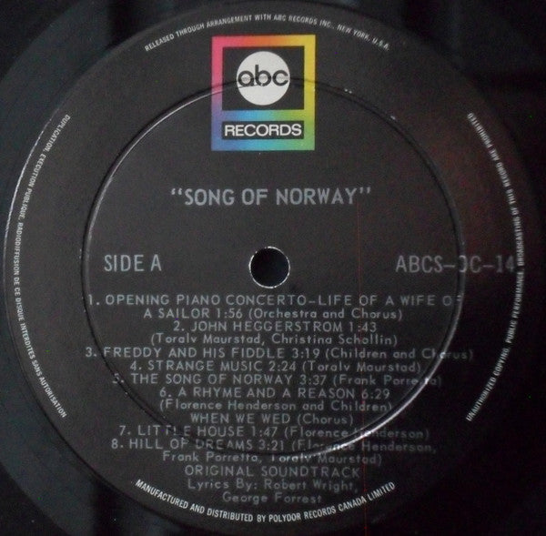 Various : Song Of Norway - Original Motion Picture Soundtrack (LP)