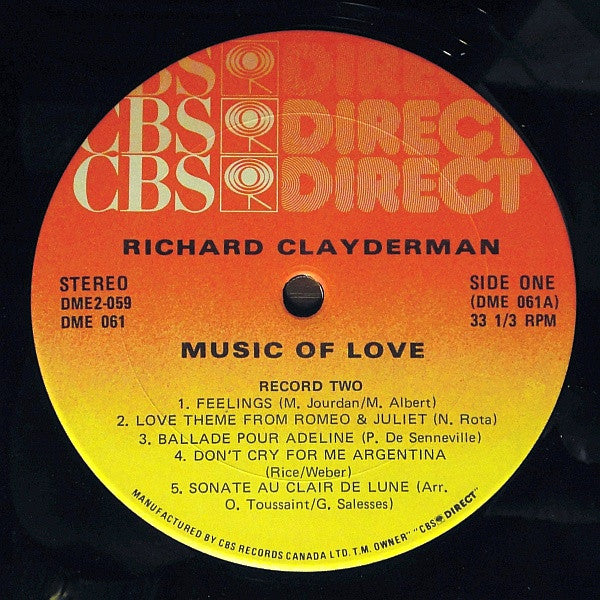 Richard Clayderman : Music Of Love - 20 Piano Favorites (2xLP, Comp)