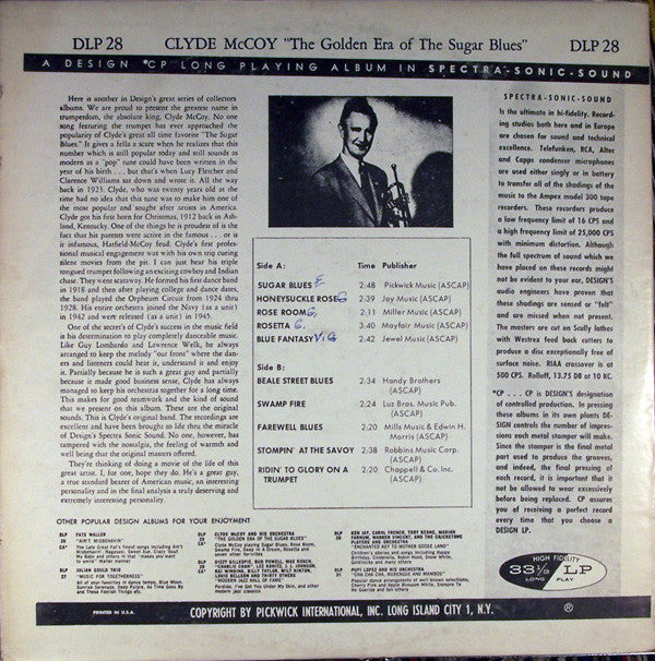 Clyde McCoy : The Golden Era Of The Sugar Blues (LP, Album, Mono)
