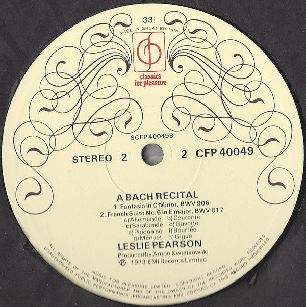 J. S. Bach*, Leslie Pearson : A Bach Recital (LP)