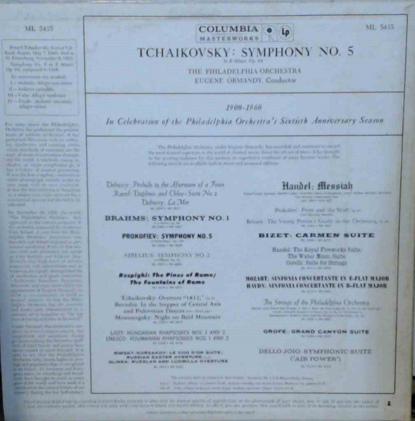 Eugene Ormandy Conducts The Philadelphia Orchestra / Tchaikovsky* : Symphony No. 5 In E Minor (LP, Mono)