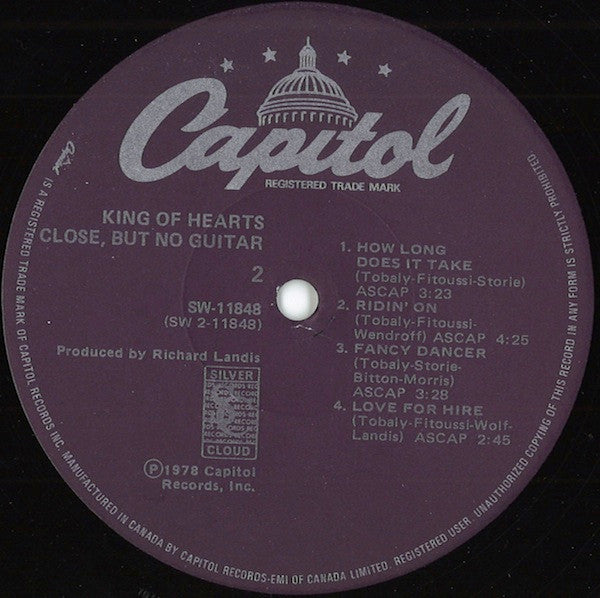 King Of Hearts : Close, But No Guitar (LP, Album)