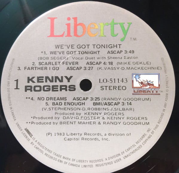 Kenny Rogers : We've Got Tonight (LP, Album)