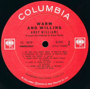 Andy Williams : Warm And Willing (LP, Album, Mono)