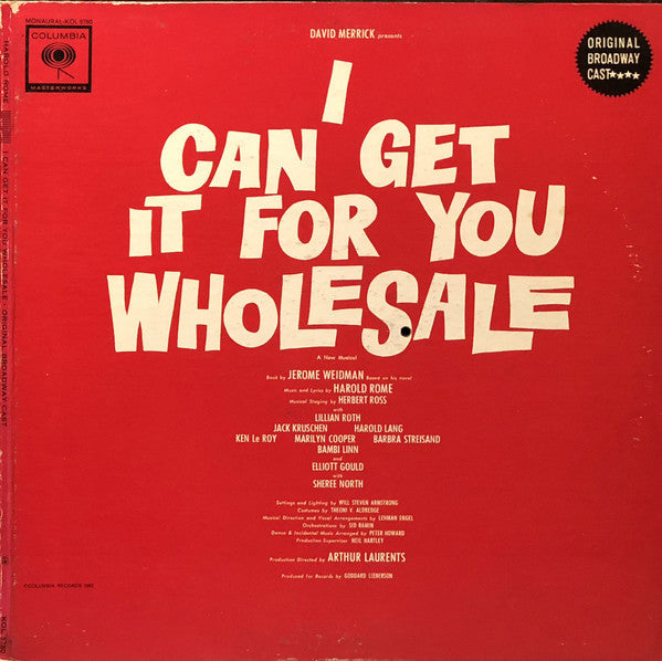 Harold Rome, Original Broadway Cast* : I Can Get It For You Wholesale (LP, Album, Mono, Gat)