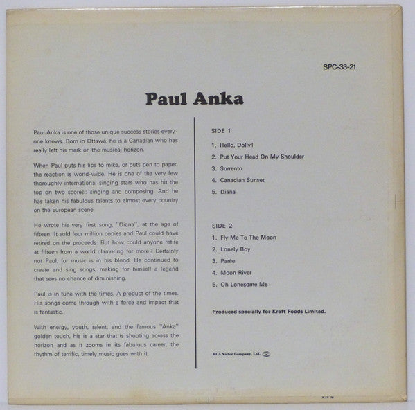 Paul Anka : Anka (LP, Comp, Mono)
