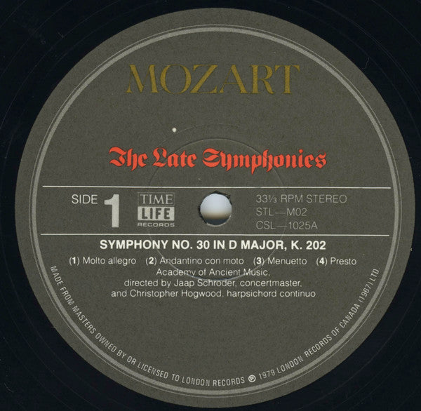 Mozart*, Various : The Late Symphonies (5xLP, Comp, Box)