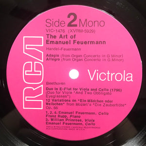 Emanuel Feuermann : The Art of Emanuel Feuermann (LP, Album, Mono, RE)