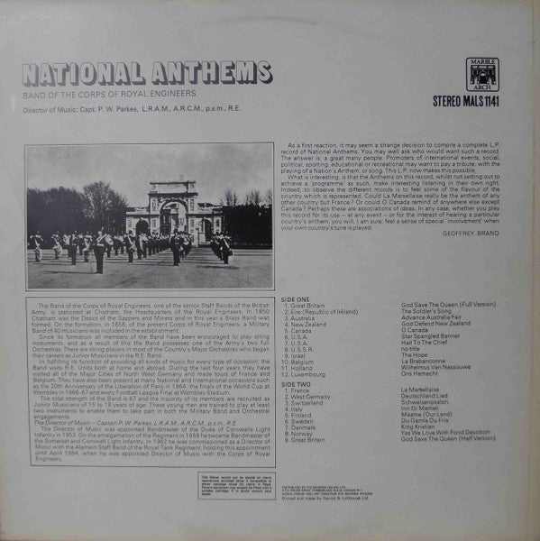 The Band Of The Corps Of Royal Engineers : National Anthems (LP, Comp)