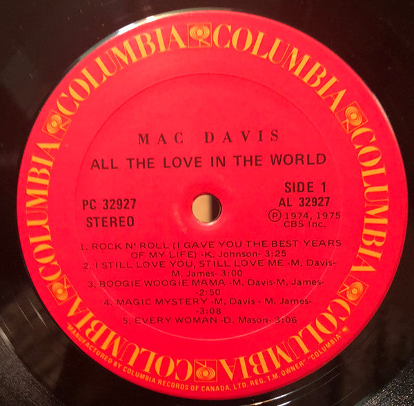 Mac Davis : All The Love In The World (LP, Album)