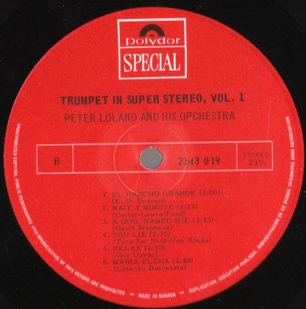 Peter Loland And His Orchestra* : Trumpet In Super Stereo (LP, Album)