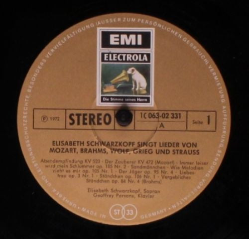 Elisabeth Schwarzkopf : Singt Lieder Von Mozart, Brahms, Wolf, Grieg Und Strauss (LP, Album)