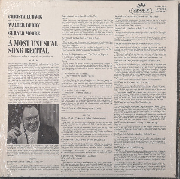 Christa Ludwig, Walter Berry, Gerald Moore : A Most Unusual Song Recital (LP)