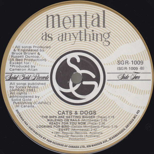 Mental As Anything : Cats & Dogs (LP, Album)