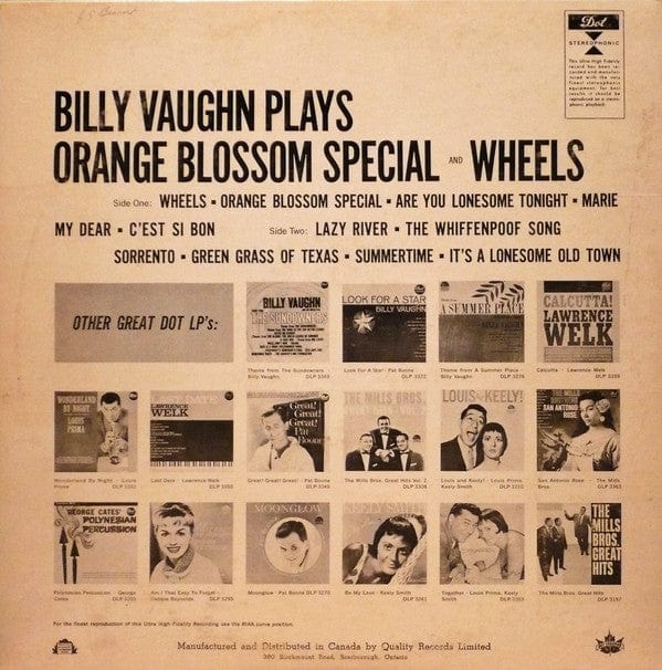 Billy Vaughn And His Orchestra - Orange Blossom Special And Wheels (LP, Album) - Funky Moose Records 2361833824-LOT002 Used Records